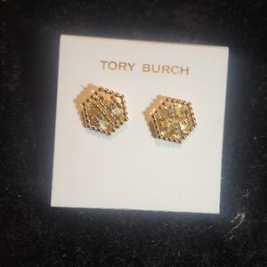 Tory Burch Gold Hexagon Studs
